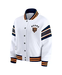 Wear by Erin Andrews Women's White Chicago Bears Full-Snap Fleece Sweatshirt Jacket