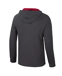 Colosseum Men's Charcoal Arkansas Razorbacks Dujour Ralgan Long Sleeve Henley Hoodie T-Shirt