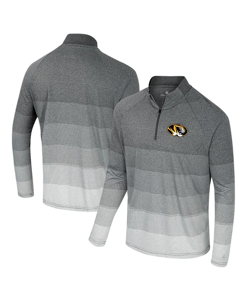 Colosseum Men's Gray Missouri Tigers Ai Striped Mesh Quarter-Zip Raglan Windshirt Jacket