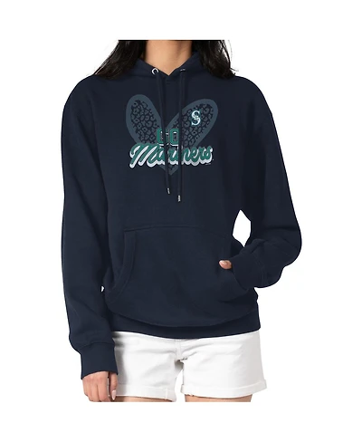 G-iii 4Her by Carl Banks Women's Navy Seattle Mariners Leopard Heart Pullover Hoodie