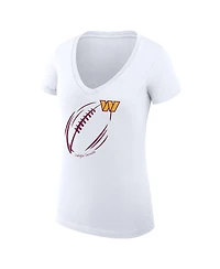 G-iii 4Her by Carl Banks Women's White Washington Commanders Super-Slim Fit Lightweight Subtle Football V-Neck T-Shirt