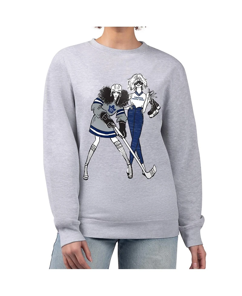 G-iii 4Her by Carl Banks Women's Heather Gray Toronto Maple Leaf's Hockey Girls Team Graphic Fleece Pullover Sweatshirt