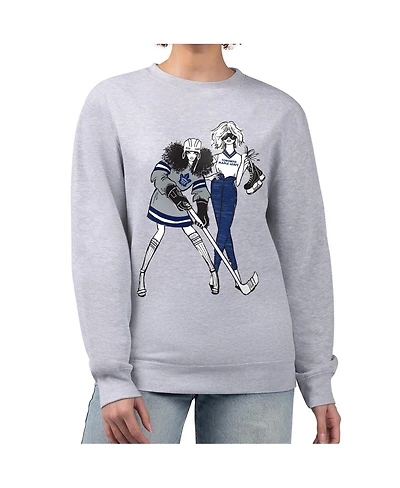 G-iii 4Her by Carl Banks Women's Heather Gray Toronto Maple Leaf's Hockey Girls Team Graphic Fleece Pullover Sweatshirt