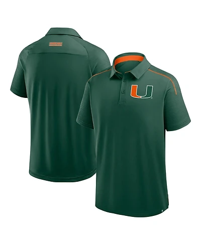 Fanatics Men's Green Miami Hurricanes Take the Lead Defender Raglan Polo Shirt