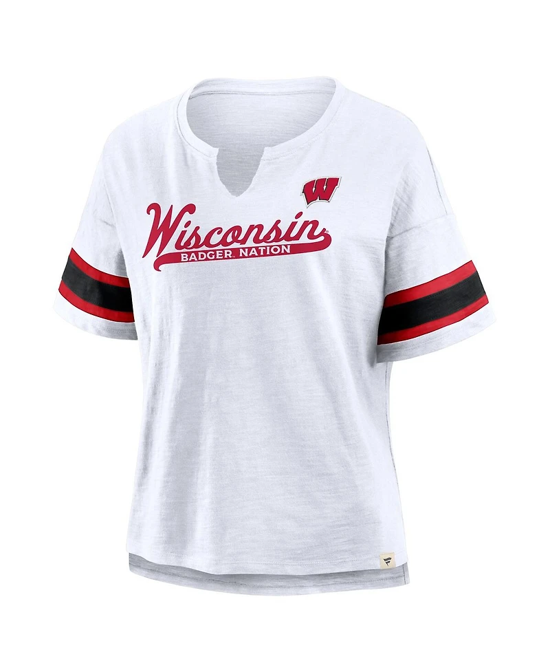 Fanatics Women's White Wisconsin Badgers Hometown Premium Script T-Shirt