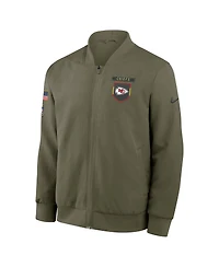 Nike Men's Olive Kansas City Chiefs 2025 Salute to Service Sideline Full-Zip Bomber Jacket