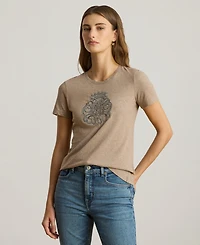 Lauren Ralph Women's Beaded-Crest Jersey T-Shirt