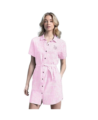 Margaritaville Women's Pink Minnesota Vikings Palm Linen Dress