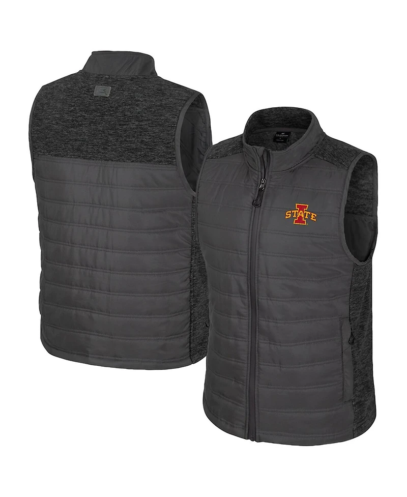 Colosseum Men's Charcoal Iowa State Cyclones Nightman Full-Zip Puffer Vest