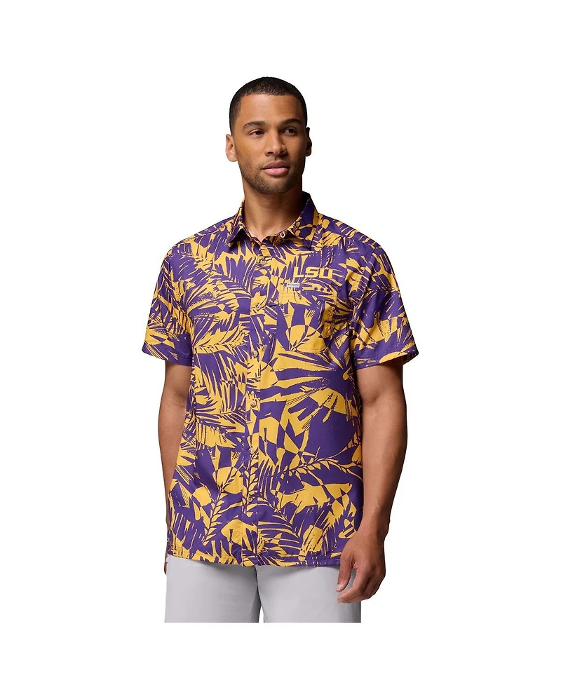 Columbia Men's Purple Lsu Tigers Super Slack Tide Omni-Wick Button-Up Shirt