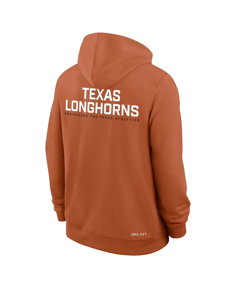 Nike Men's Burnt Orange Texas Longhorns 2025 Sideline Standard Issue Dri-fit Full-Zip Hoodie