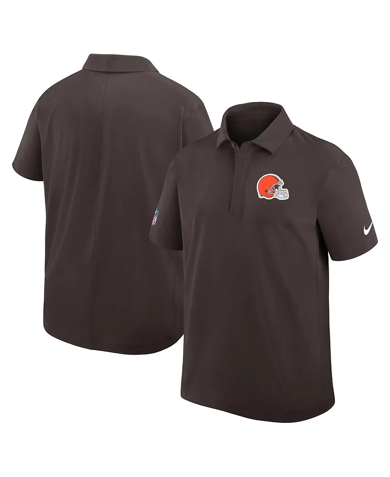 Nike Men's Brown Cleveland Browns Sideline Woven Dri-fit Polo Shirt