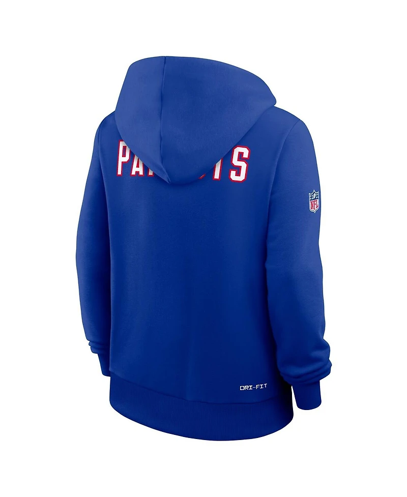 Nike Women's Royal New England Patriots Throwback Sideline Standard Issue Dri-fit Hoodie