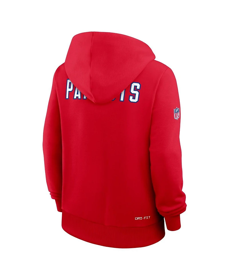 Nike Women's Red New England Patriots Throwback Sideline Standard Issue Dri-fit Hoodie