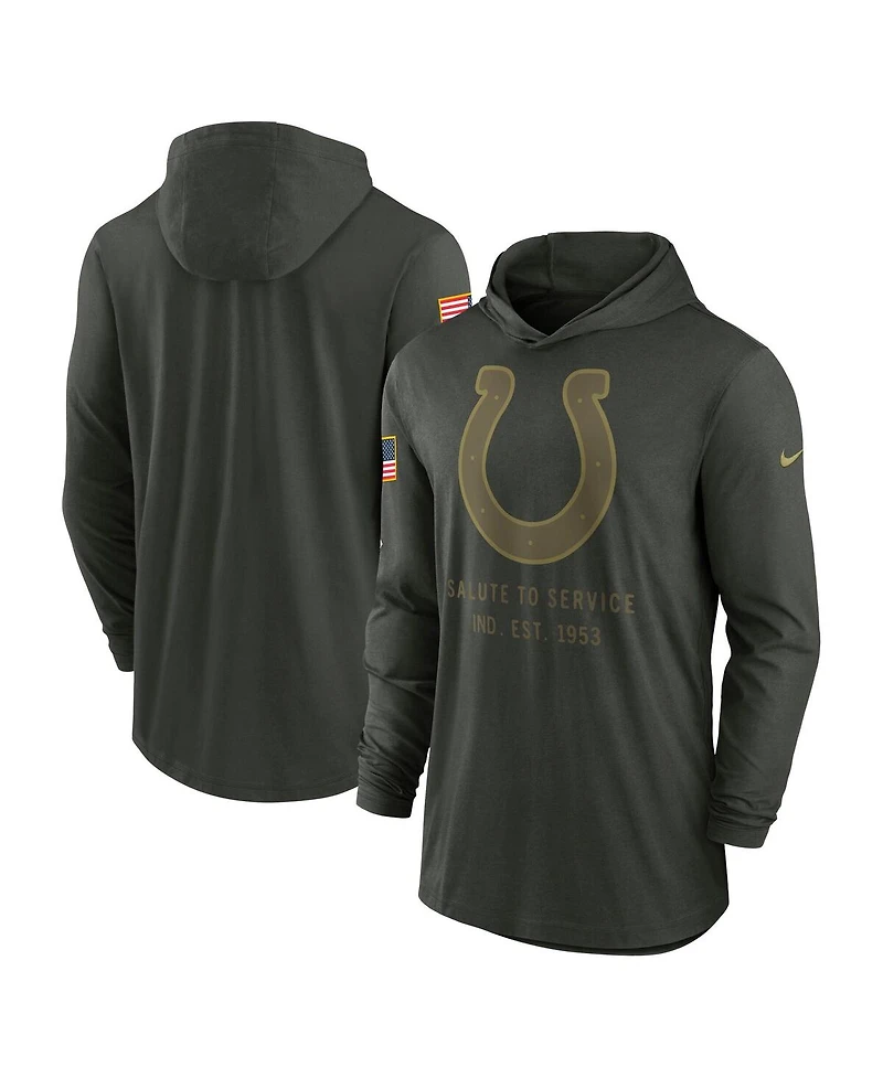 Nike Men's Forest Green Indianapolis Colts 2025 Salute to Service Sideline Dri-fit Lightweight Hooded Pullover Sweatshirt