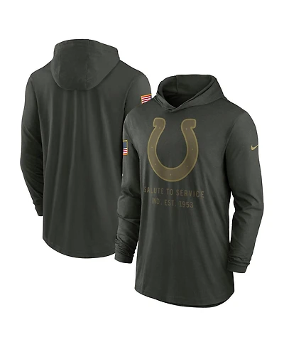 Nike Men's Forest Green Indianapolis Colts 2025 Salute to Service Sideline Dri-fit Lightweight Hooded Pullover Sweatshirt