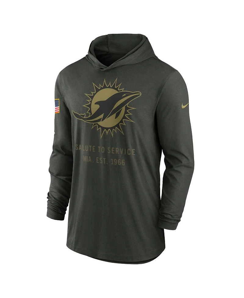 Nike Men's Forest Green Miami Dolphins 2025 Salute to Service Sideline Dri-fit Lightweight Hooded Pullover Sweatshirt
