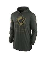 Nike Men's Forest Green Miami Dolphins 2025 Salute to Service Sideline Dri-fit Lightweight Hooded Pullover Sweatshirt