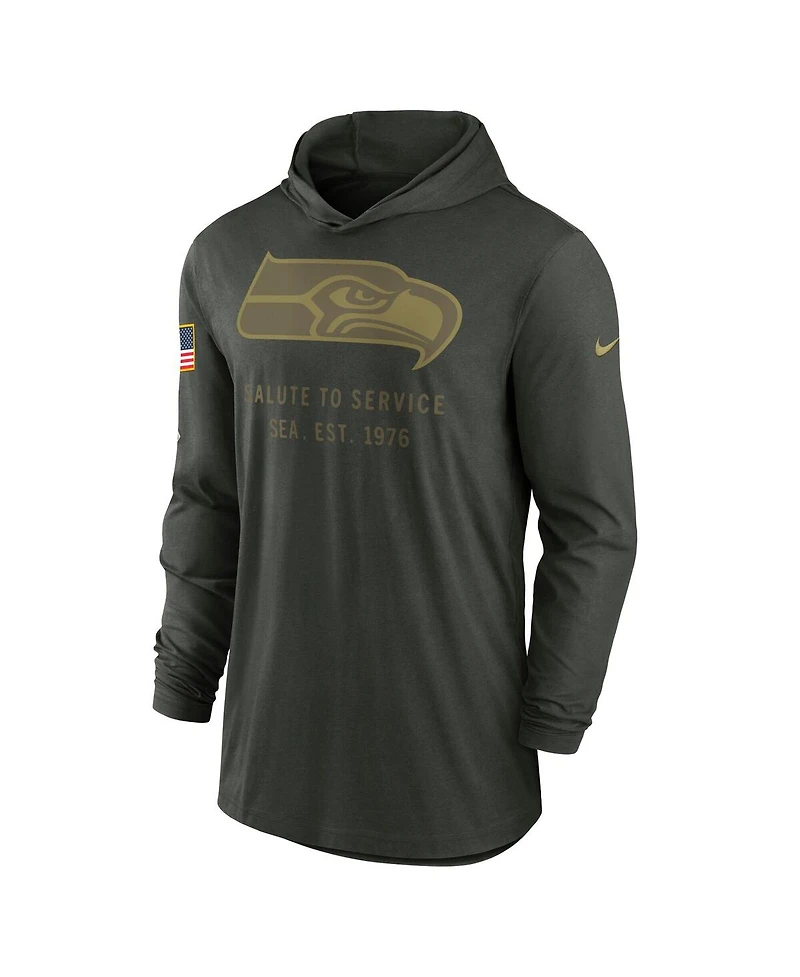 Nike Men's Forest Green Seattle Seahawks 2025 Salute to Service Sideline Dri-fit Lightweight Hooded Pullover Sweatshirt