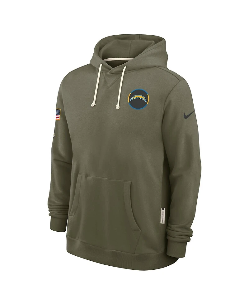 Nike Men's Olive Los Angeles Chargers 2025 Salute to Service Sideline Standard Issue Dri-fit Hoodie