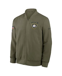 Nike Men's Olive Pittsburgh Steelers 2025 Salute to Service Sideline Full-Zip Bomber Jacket