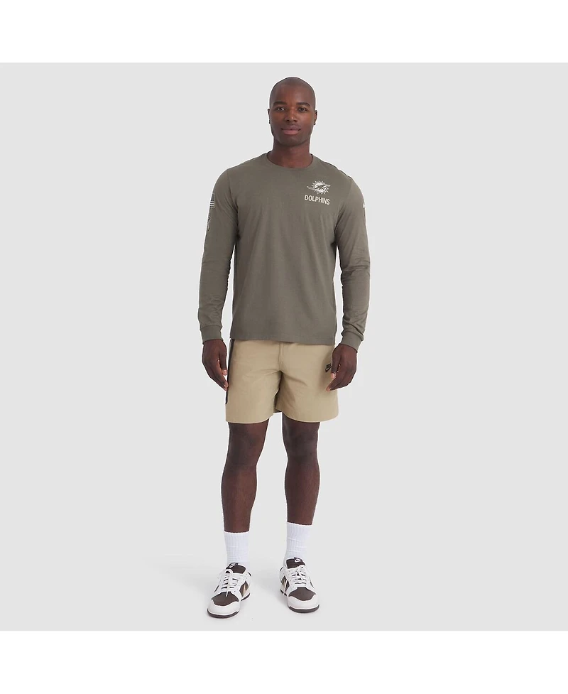 Nike Men's Olive Miami Dolphins 2025 Salute to Service Sideline Long Sleeve T-Shirt