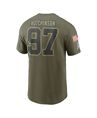 Nike Men's Aidan Hutchinson Olive Detroit Lions 2025 Salute to Service Name Number T-Shirt