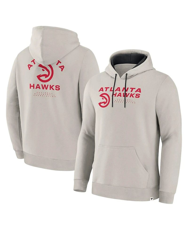 Fanatics Men's Off White Atlanta Hawks Crossover Collection Blocked Shot Premium Pullover Hoodie
