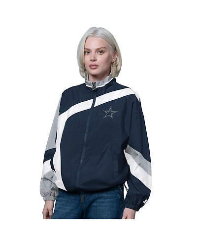 Starter Women's Navy/Silver Dallas Cowboys 1st Quarter Full-Zip Windbreaker Jacket