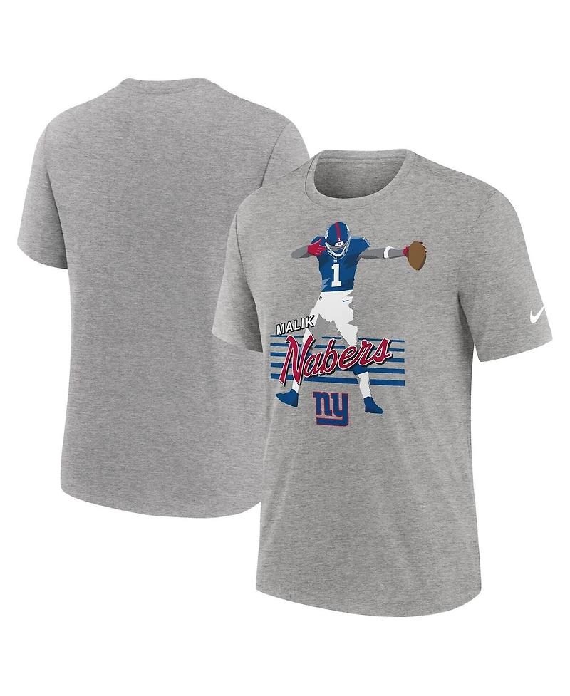 Nike Men's Malik Nabers Heather Gray New York Giants Player Graphic T-Shirt