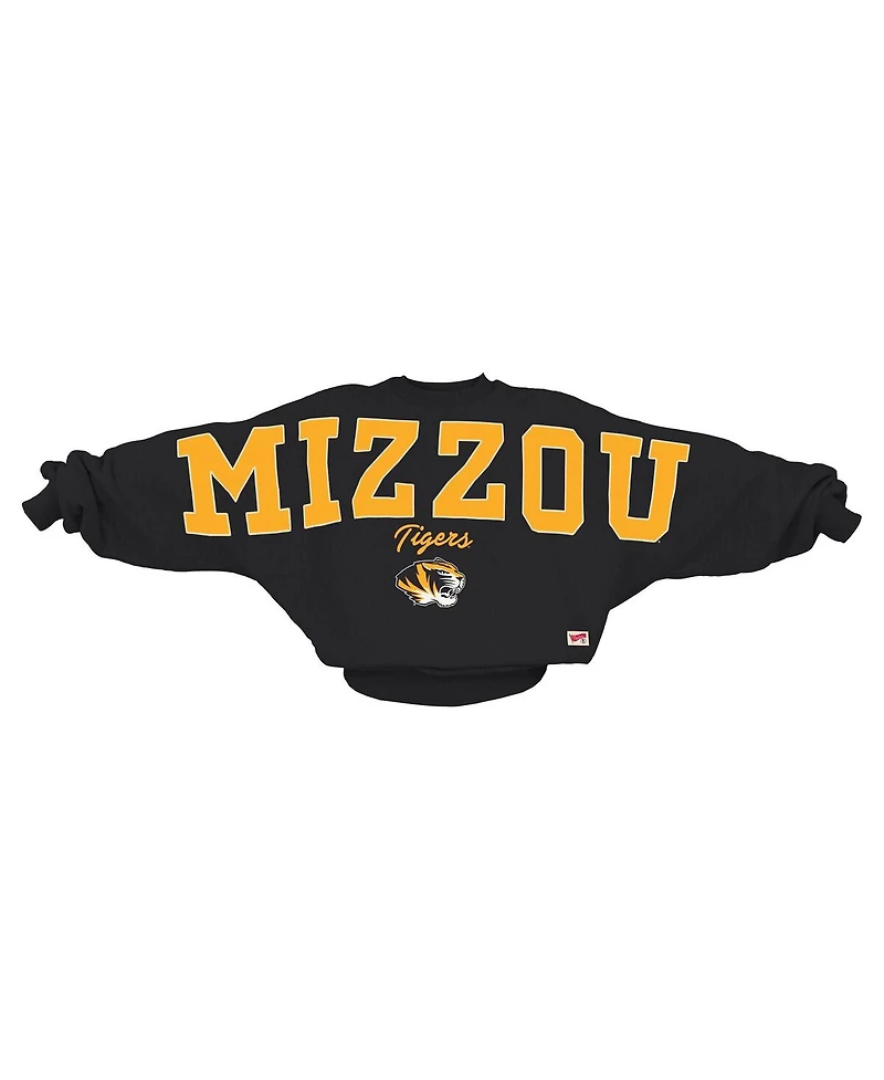 Pressbox Women's Black Missouri Tigers Flannigan Oversized Dolman Pullover Sweatshirt