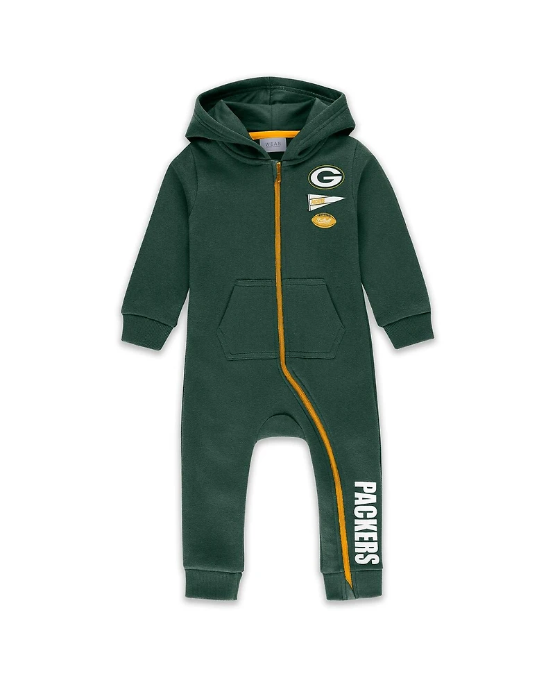 Wear by Erin Andrews Baby Boys and Girls Green Bay Packers Hooded Fleece Coverall
