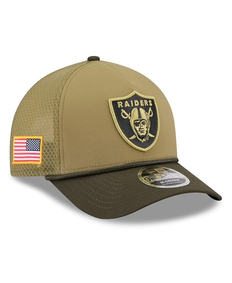 New Era Men's Green Las Vegas Raiders 2025 Salute to Service 9FORTY A-Frame M-Crown Adjustable Hat