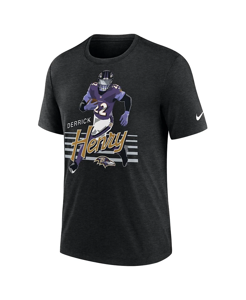Nike Men's Derrick Henry Heather Black Baltimore Ravens Player Graphic T-Shirt