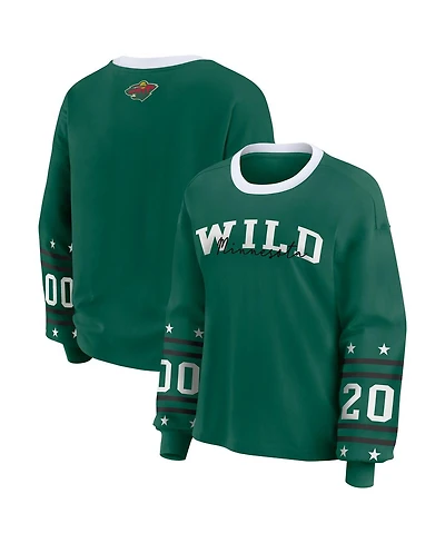 Wear by Erin Andrews Women's Green Minnesota Wild Long-Sleeve Sport T-Shirt