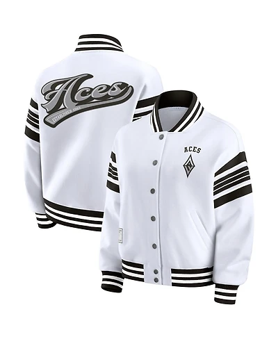 Wear by Erin Andrews Women's White/Black Las Vegas Aces Plus Full-Snap Fleece Sweatshirt Jacket