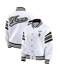 Wear by Erin Andrews Women's White/Black Las Vegas Aces Plus Full-Snap Fleece Sweatshirt Jacket