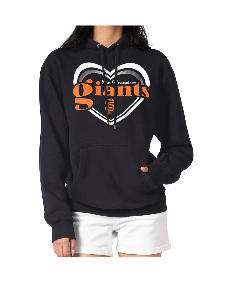 G-iii 4Her by Carl Banks Women's Black San Francisco Giants Double Heart Fleece Pullover Hoodie