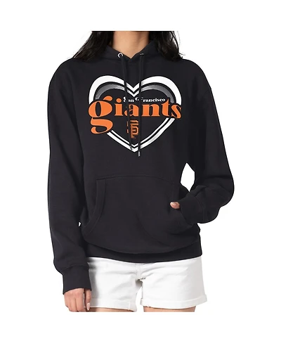G-iii 4Her by Carl Banks Women's Black San Francisco Giants Double Heart Fleece Pullover Hoodie