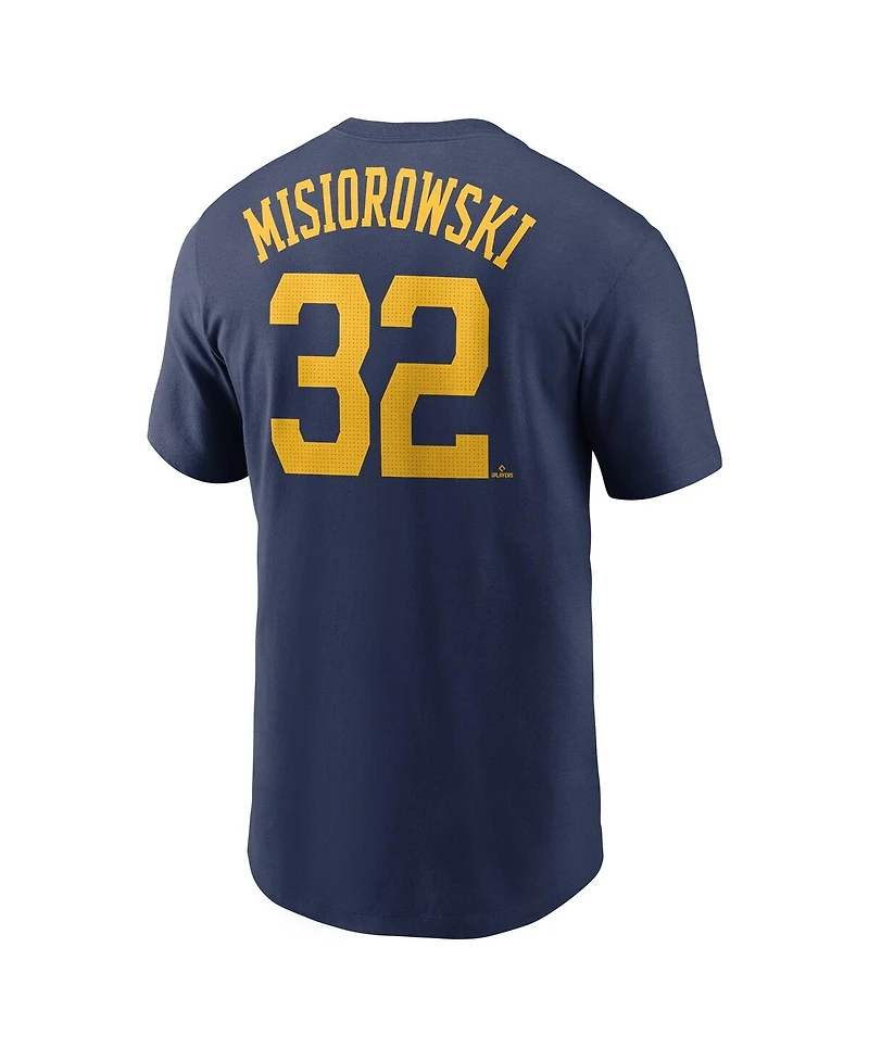 Nike Men's Jacob Misiorowski Navy Milwaukee Brewers Fuse Name Number T-Shirt