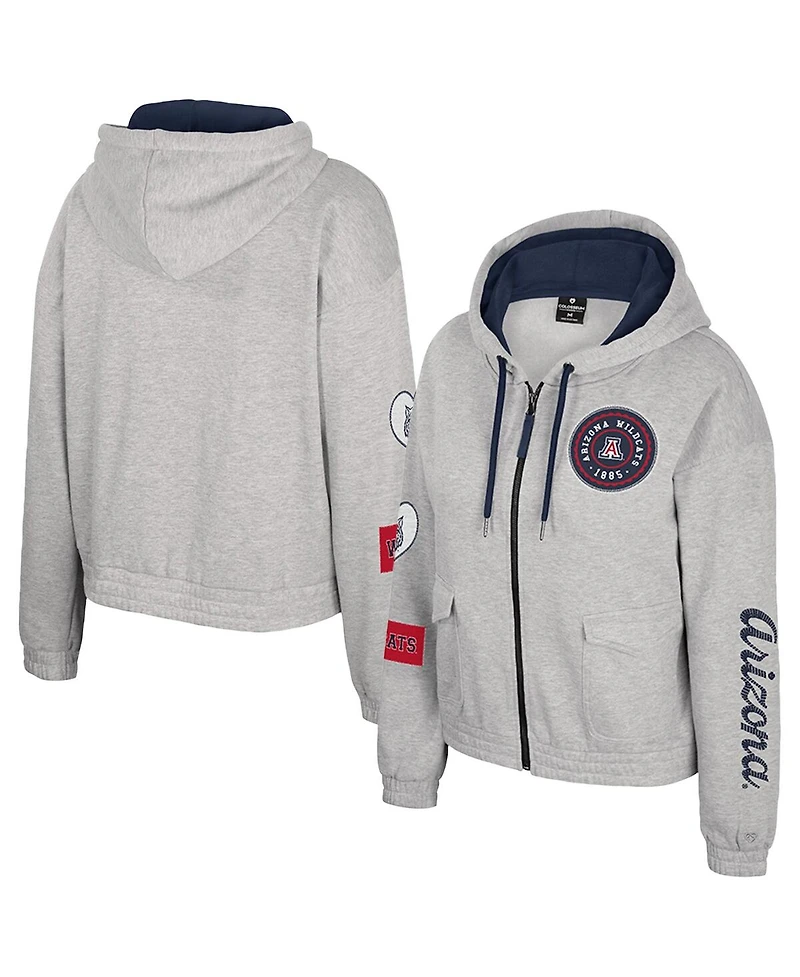 Colosseum Women's Gray Arizona Wildcats Alfie Full-Zip Hoodie Jacket