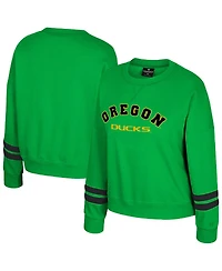 Colosseum Women's Green Oregon Ducks Splashy Crewneck Fleece Sweatshirt