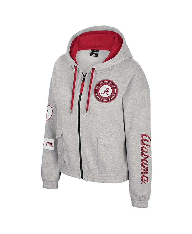 Colosseum Women's Gray Alabama Crimson Tide Alfie Full-Zip Hoodie Jacket