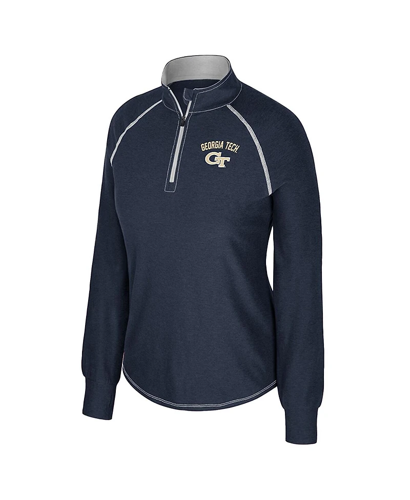 Colosseum Women's Navy Georgia Tech Yellow Jackets Bikram Raglan Quarter-Zip Top