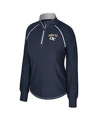 Colosseum Women's Navy Georgia Tech Yellow Jackets Bikram Raglan Quarter-Zip Top