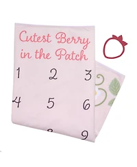 Lambs & Ivy Strawberry Patch Milestone Photo Opportunity Fleece Baby Blanket