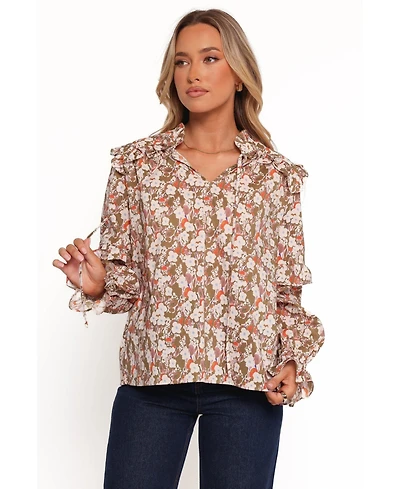 Petal and Pup Women's Selmah Long Sleeve Top - Cream Olive Orange