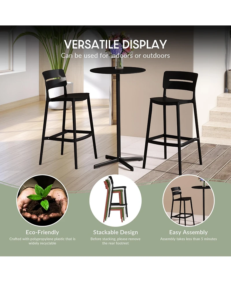 WestinTrends 3-Piece Outdoor Adjustable Round Bar Height Patio Table Dining Set