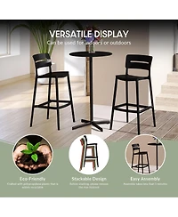 WestinTrends 3-Piece Outdoor Adjustable Round Bar Height Patio Table Dining Set