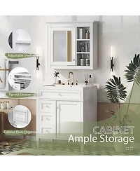Casainc 30'' Bathroom Vanity with Top Sink, Mirror Cabinet